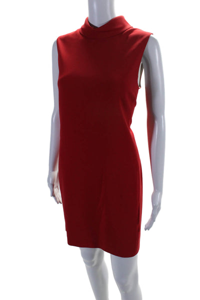 Theory Women's Sleeveless Collared Midi Dress Red Size 8