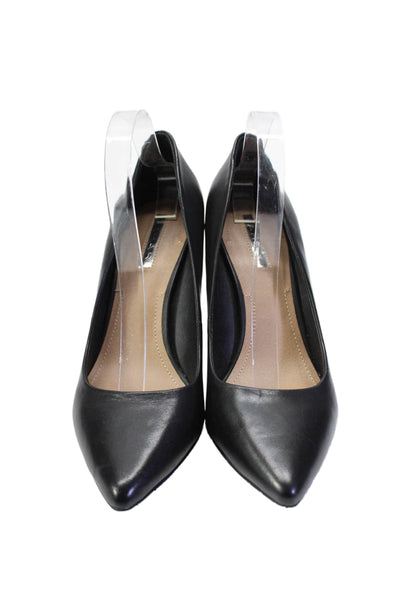 Tahari Womens Stiletto Pointed Toe Brice Pumps Black Leather Size 9.5M