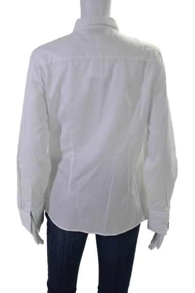 Algo Womens Long Sleeve Collared Button Down Pleated Dress Shirt White Size 40