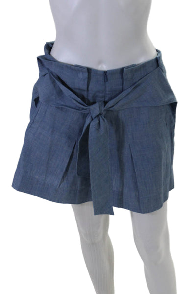 3.1 Phillip Lim Womens Side Zip Waist Tie Casual Short Blue Size 6 US