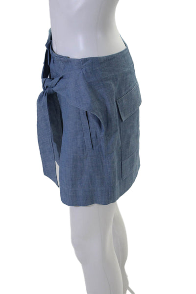 3.1 Phillip Lim Womens Side Zip Waist Tie Casual Short Blue Size 6 US