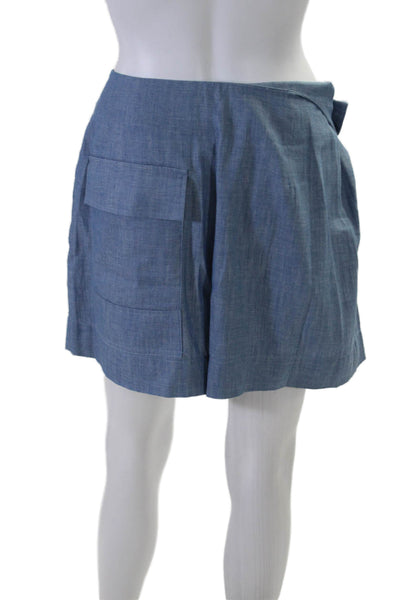 3.1 Phillip Lim Womens Side Zip Waist Tie Casual Short Blue Size 6 US