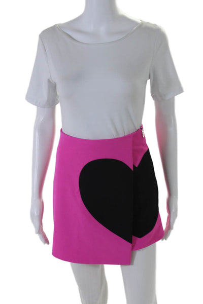 MSGM Girls Side Zip Above Knee Straight Skirt Black Pink Size Small