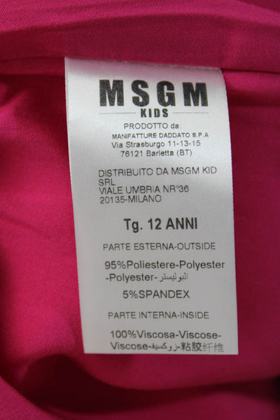 MSGM Girls Side Zip Above Knee Straight Skirt Black Pink Size Small