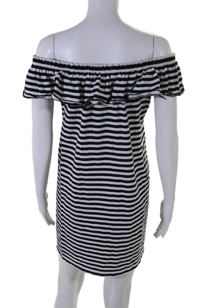 Broome Street X Kate Spade Womens Black Striped Off Shoulder A-line Dress Size S