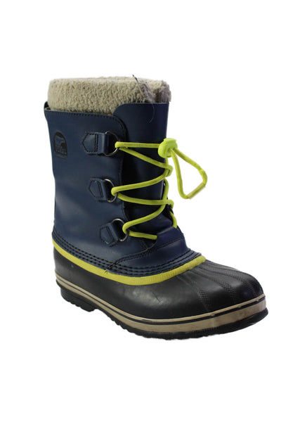 Sorel Womens Rubber Bill Lace Up Mid Calf Snow Boots Navy Blue Size 6US 36EU