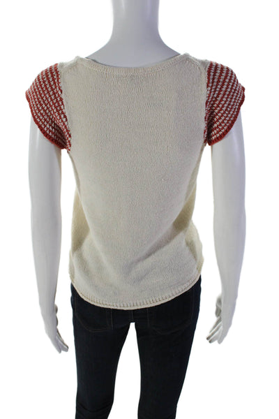 Madewell Womens Cotton Colorblock Striped Short Sleeve T-Shirt Beige Size 2XS