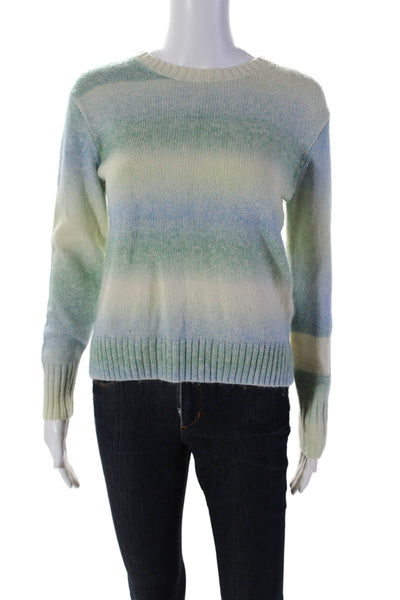 J Crew Womens Cotton Ombre Striped Print Long Sleeve Knit Sweater Blue Size 2XS