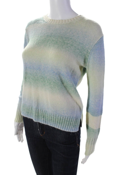 J Crew Womens Cotton Ombre Striped Print Long Sleeve Knit Sweater Blue Size 2XS