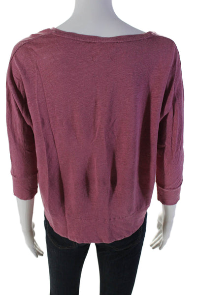 Ba&Sh Womens Linen V-Neck Pullover Casual 3/4 Sleeve Blouse T-Shirt Pink Size 0