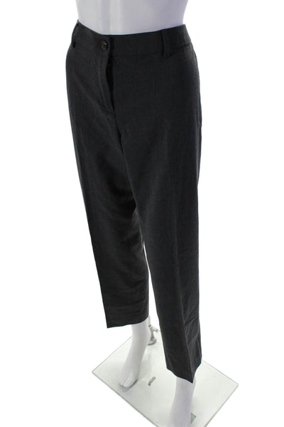 Weekend Max Mara Womens Wool Gray Pleated Straight Leg Dress Pants Size 14