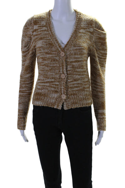 En Saison Women's V-Neck Long Sleeves Button Down Cardigan Brown Size XS