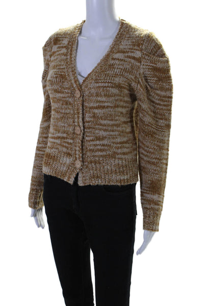 En Saison Women's V-Neck Long Sleeves Button Down Cardigan Brown Size XS