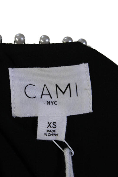 Cami NYC Women's Scoop Neck Sleeveless Pearl Trim Tank Top Black Size XS