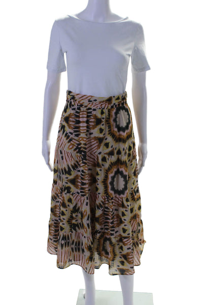 Ba&Sh Women's Elastic Waist Lined Tiered Animal Print Maxi Skirt Size S