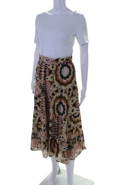 Ba&Sh Women's Elastic Waist Lined Tiered Animal Print Maxi Skirt Size S