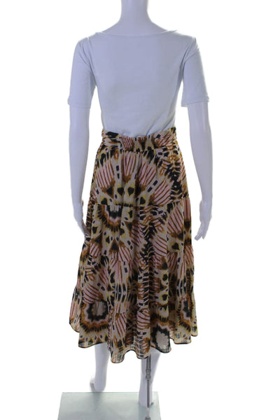 Ba&Sh Women's Elastic Waist Lined Tiered Animal Print Maxi Skirt Size S