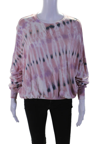 Young Fabulous & Broke Womens Cotton Fleece Tie Dye Print Shirt Pink Size XS