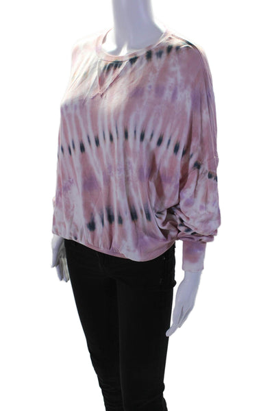 Young Fabulous & Broke Womens Cotton Fleece Tie Dye Print Shirt Pink Size XS