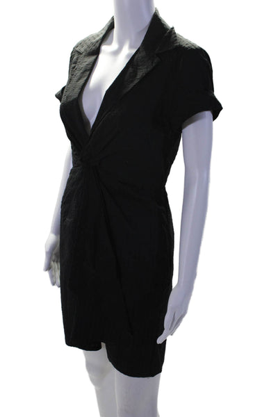 Nanette Lepore Womens Cotton Striped Print Ruffled Sheath Dress Black Size 2
