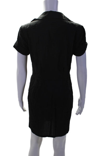 Nanette Lepore Womens Cotton Striped Print Ruffled Sheath Dress Black Size 2