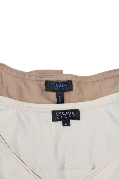 Escada Sport Womens V Neck Long Sleeve Embellished Blouse Beige Size L Lot 2