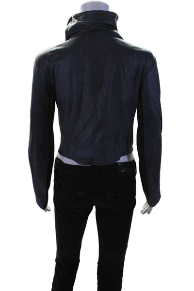 Georgie Womens Long Sleeve Front Zip Silk Light Jacket Navy Size Extra Small