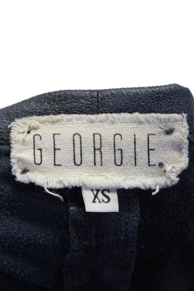 Georgie Womens Long Sleeve Front Zip Silk Light Jacket Navy Size Extra Small