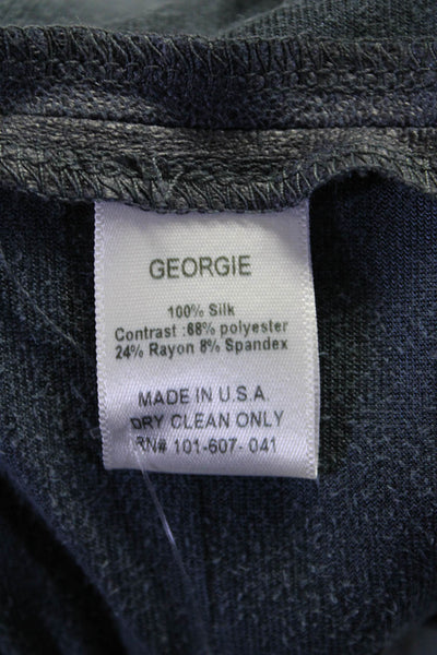Georgie Womens Long Sleeve Front Zip Silk Light Jacket Navy Size Extra Small