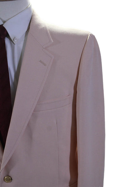 Stafford Mens Collared V-Neck Button Darted Long Sleeve Blazer Pink Size EUR 46