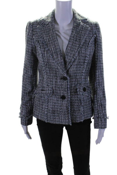 Karl Lagerfeld Womens Notched Lapel Two Button Woven Blazer White Size 2