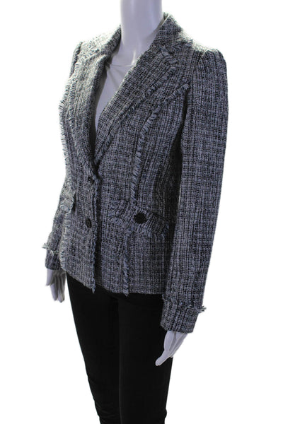 Karl Lagerfeld Womens Notched Lapel Two Button Woven Blazer White Size 2