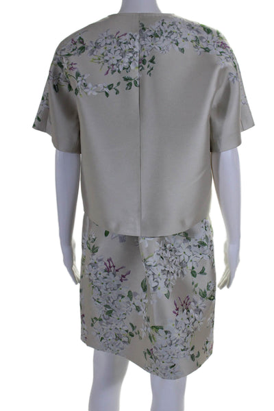 Giambattista Valli Women's Floral Sheath Dress Zip Jacket Set White Size L