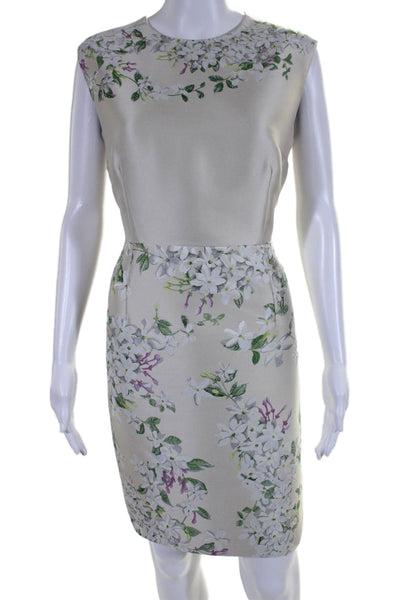 Giambattista Valli Women's Floral Sheath Dress Zip Jacket Set White Size L