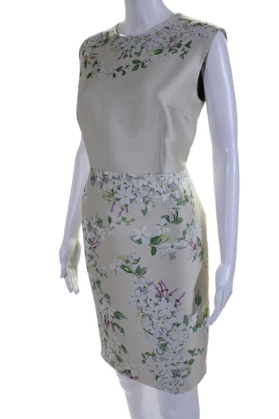 Giambattista Valli Women's Floral Sheath Dress Zip Jacket Set White Size L