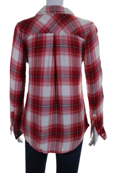 Rails Womens Plaid Collared Long Sleeve Button Up Blouse Top Red Size XS