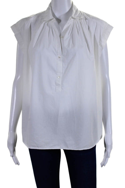 Rails Womens Cotton Sleeveless Collared Button Up Blouse White Size S