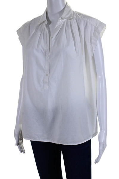 Rails Womens Cotton Sleeveless Collared Button Up Blouse White Size S