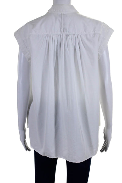 Rails Womens Cotton Sleeveless Collared Button Up Blouse White Size S