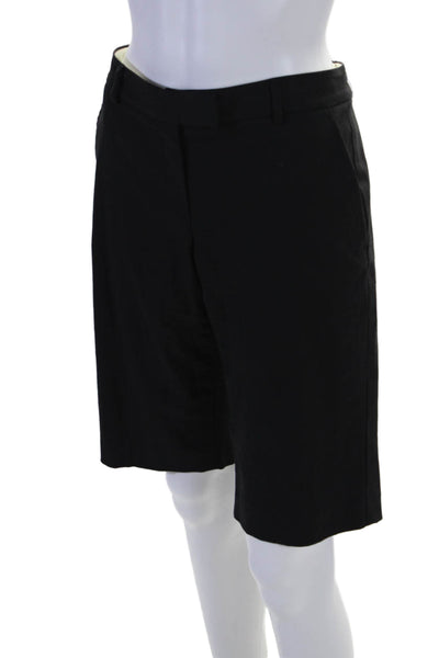 Theory Womens Mid Rise Flat Front Casual Bermuda Shorts Black Cotton Size 6