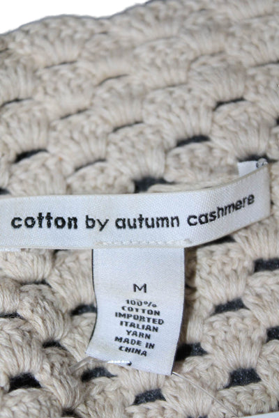 Cotton By Autumn Cashmere Womens Crochet Cardigan Sweater Beige Size Medium