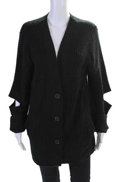 Public School Womens Button Down Cardigan Sweater Black Wool Size Small