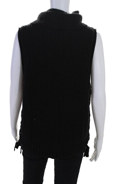 Autumn Cashmere Womens Turtleneck Sleeveless Shell Sweater Black Size Medium