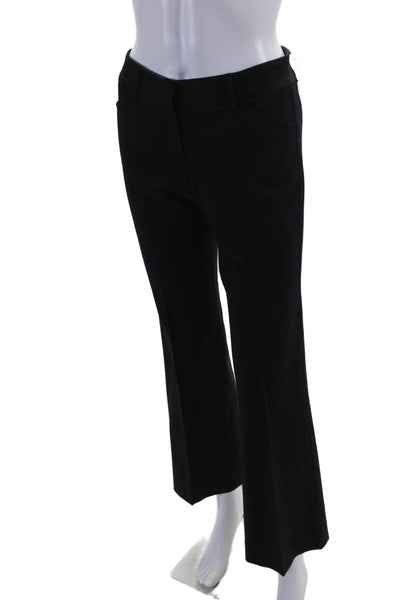 Theory Womens Wool Low Rise Pleated Front Flared Dress Trousers Black Size 00