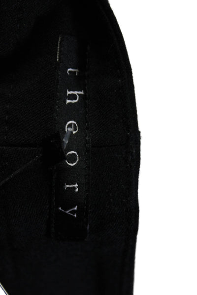 Theory Womens Wool Low Rise Pleated Front Flared Dress Trousers Black Size 00