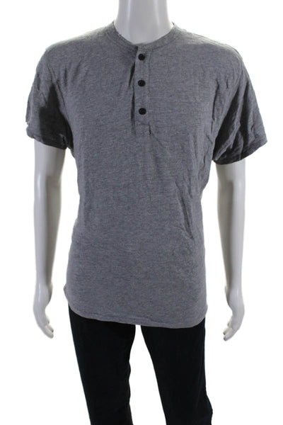 Rag & Bone men Cotton Short Sleeve Henley T shirt Gray Size L