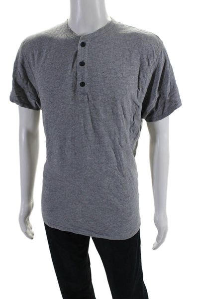 Rag & Bone men Cotton Short Sleeve Henley T shirt Gray Size L