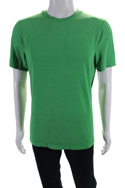 Lululemon Mens Short Sleeve 2 Tone Athletic Crewneck T shirt Green Blue Size M