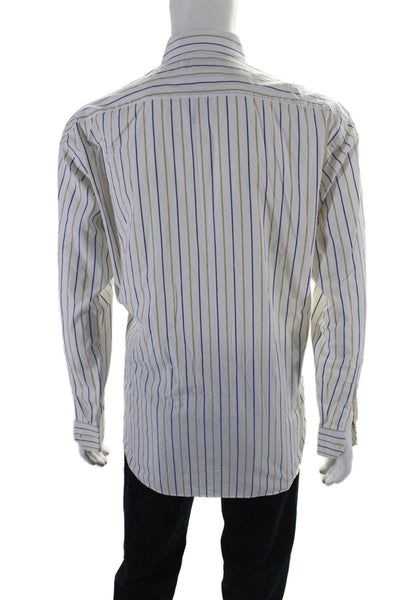 Salvatore Ferragamo Mens Collared Long Sleeves Button Down Striped Shirt Size 16