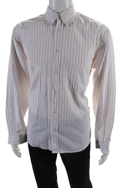 VERSUS by Versace Men's Long Sleeves Button Down Shirt Pink Striped Size 41